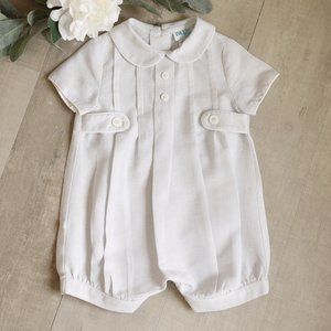 Boys Linen Romper Boutique 3/6 Month Portrait Special Occasion Vacation NWOT